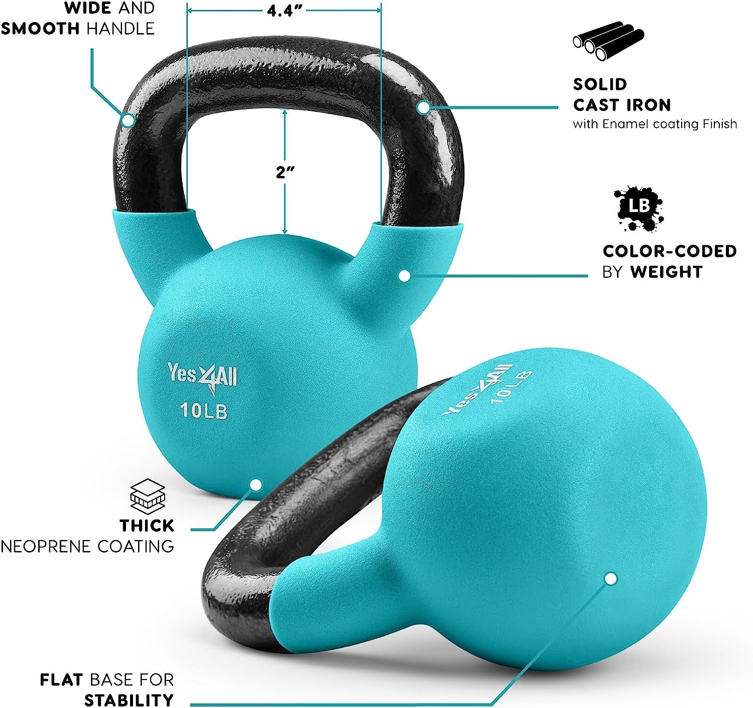 Kettlebells 5Lbs-65Lbs & Kettlebell Sets Adjustable Weights, Neoprene Coated Solid Cast Iron Kettlebell for Home Gym