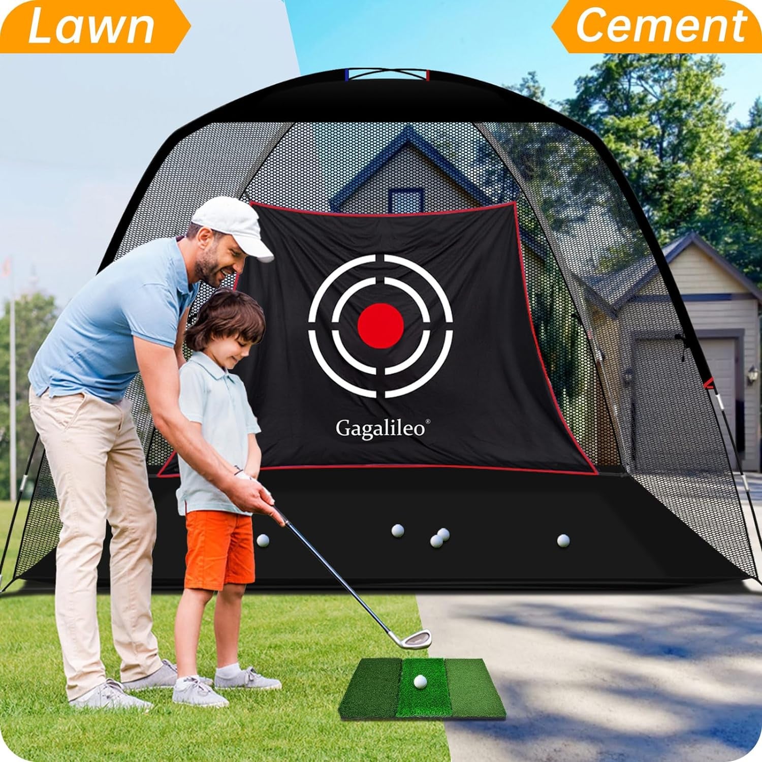 Golf Hitting Practice Nets for Backyard Driving Heavy Duty Men Real Indoor Golf Balls Hitting Pitching Driving Nets for Indoor Outdoor Garage Use Golfing Swing Training Impact Cages with Frame and Net