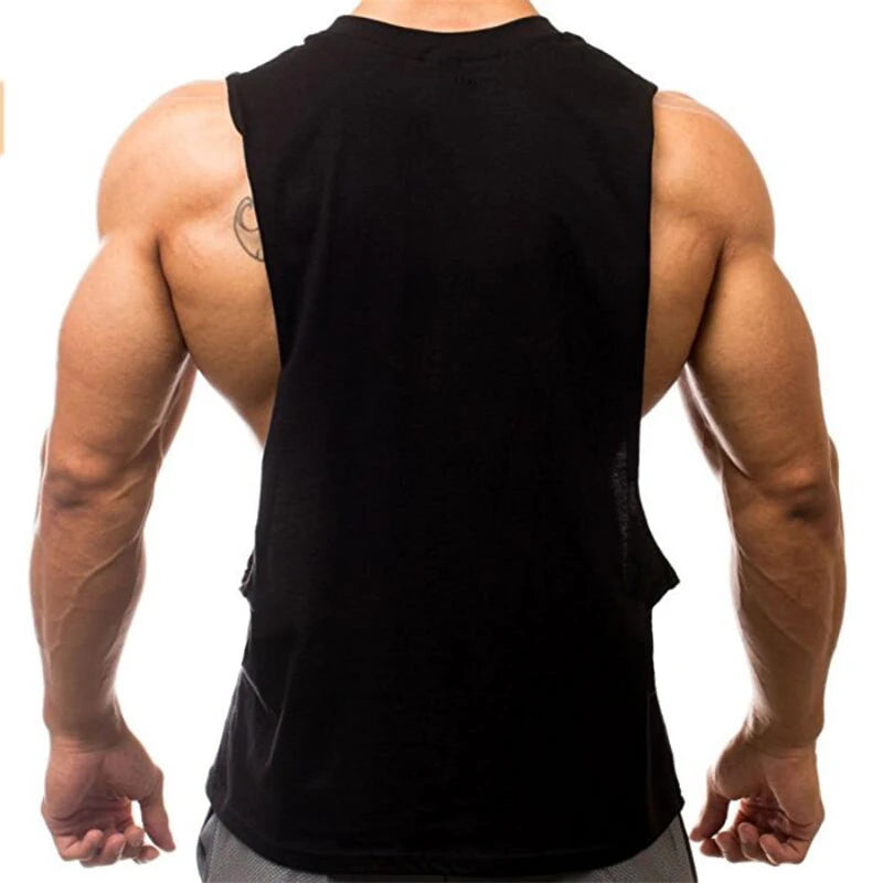 2023 Summer Mens Gyms Tank Top Sleeveless shirt Fitness Bodybuilding Shirt Undershirt Solid Casual Male Workout Stringer Vest