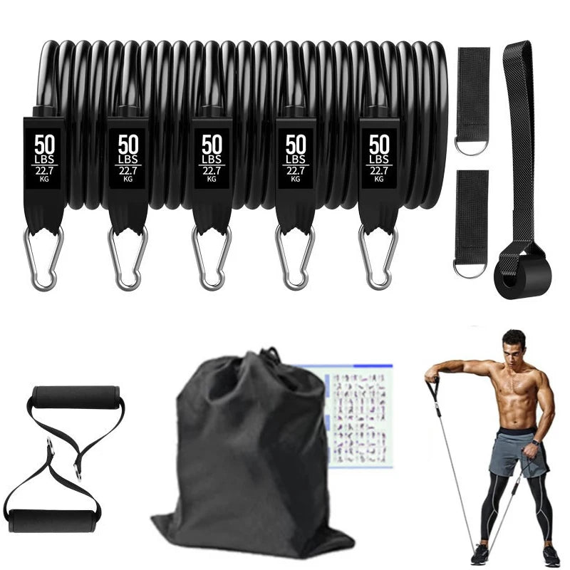 Fitness Stick Bodybuilding Elastic Bands Workout Bar Latex Pull Rope Portable Pilates Bar Resistance Bands Set Fitness Equipment