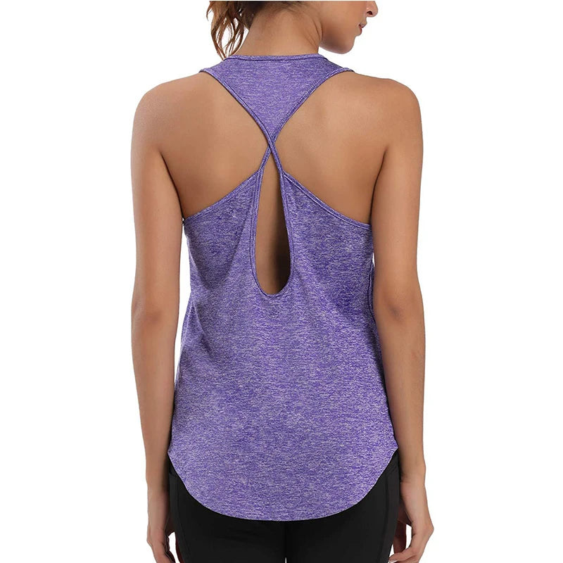 New Yoga Shirts Both Wear Sports Crop Top Workout Women Sleeveless Backless Gym Tops Athletic Fitness Vest Active Wear