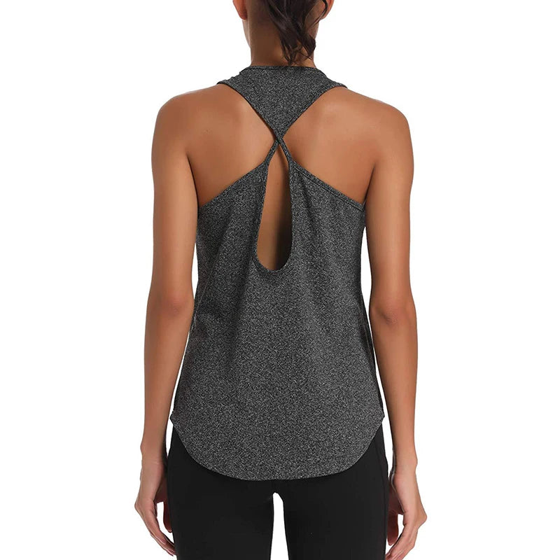 New Yoga Shirts Both Wear Sports Crop Top Workout Women Sleeveless Backless Gym Tops Athletic Fitness Vest Active Wear