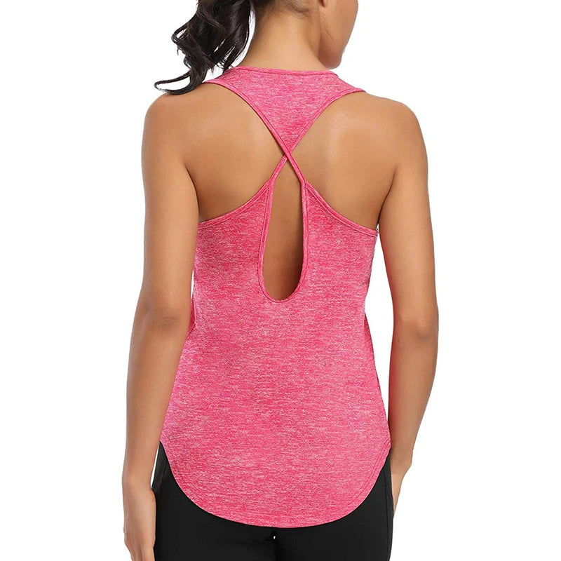 New Yoga Shirts Both Wear Sports Crop Top Workout Women Sleeveless Backless Gym Tops Athletic Fitness Vest Active Wear