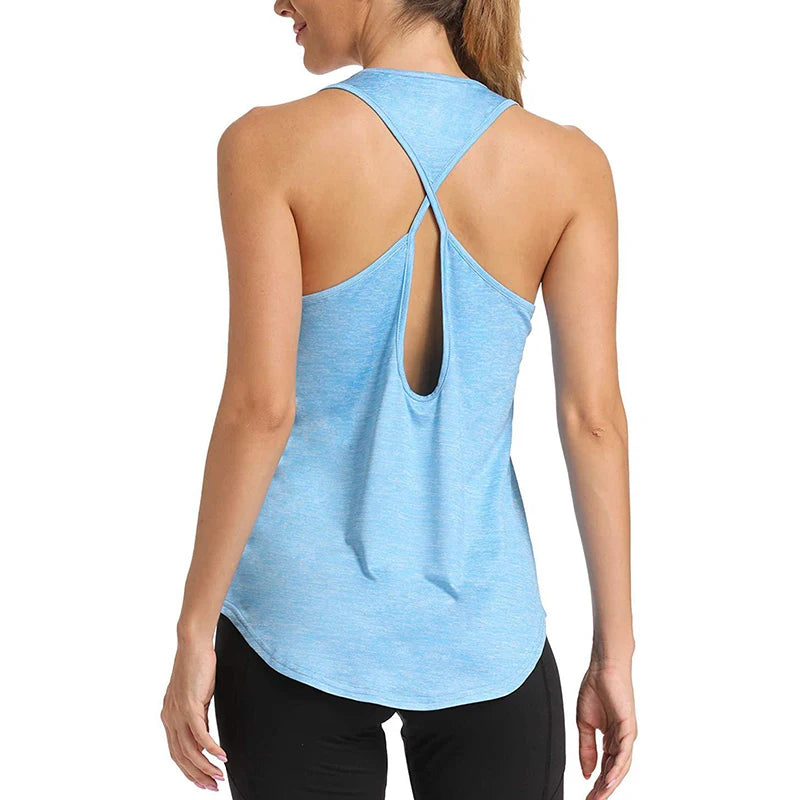 New Yoga Shirts Both Wear Sports Crop Top Workout Women Sleeveless Backless Gym Tops Athletic Fitness Vest Active Wear