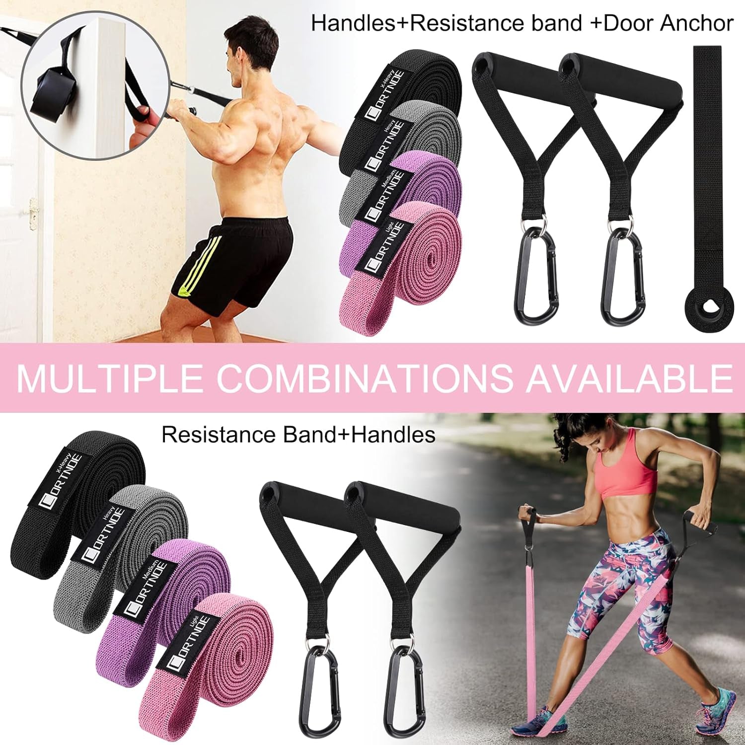 Fabric Long Resistance Bands - Pull up Bands Pull up Assistance Bands Long Workout Bands with Handles, Exercise Bands for Working Out